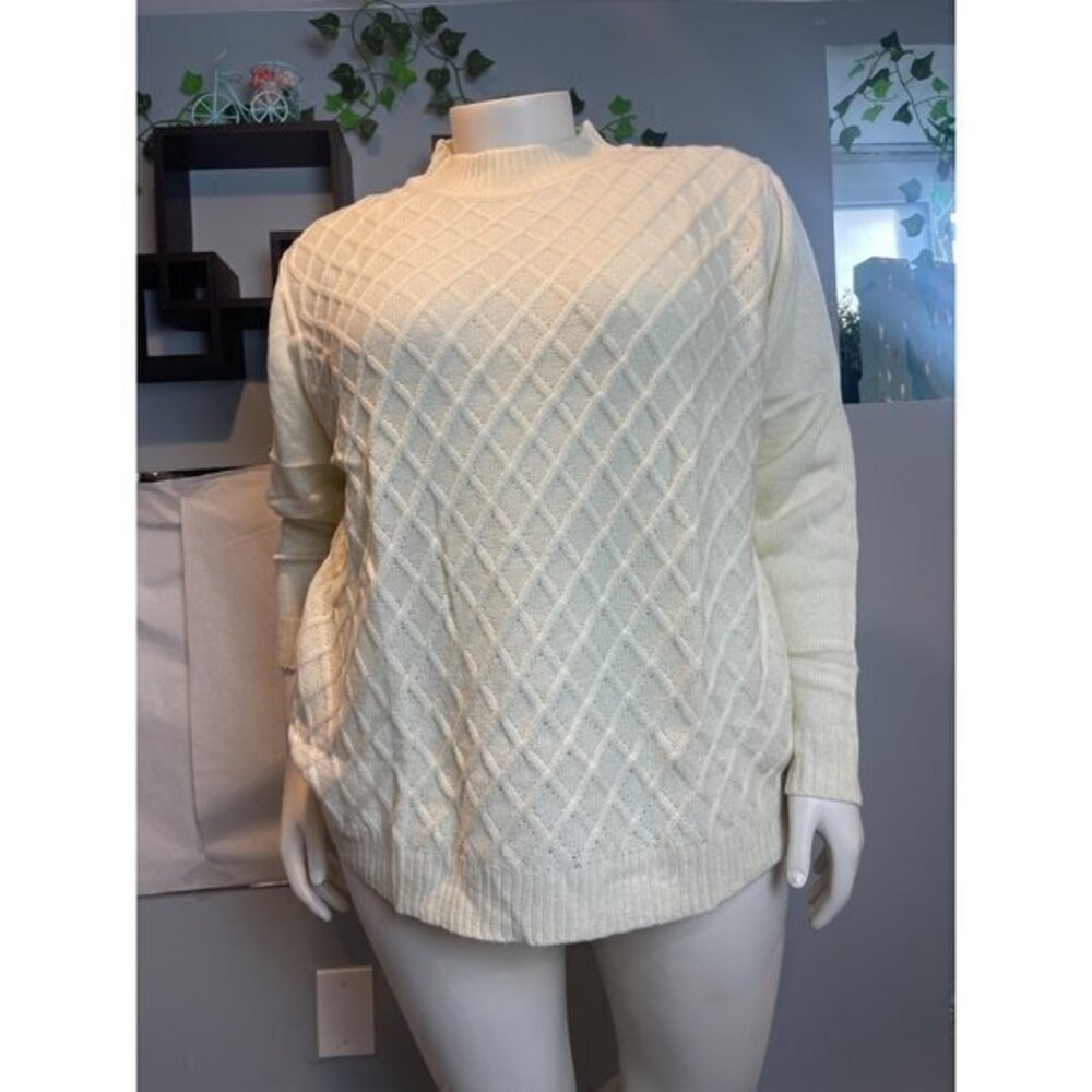 CW Classics‎ Cable Ivory Sweater Size 3X RefJ032